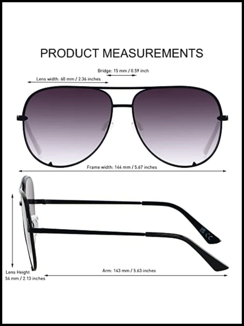 Oversized Aviator Sunglasses UV400 Protection Metal Frame Big Large